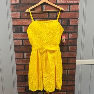 issac Mizrahi Bright Yellow Eyelet Dress
